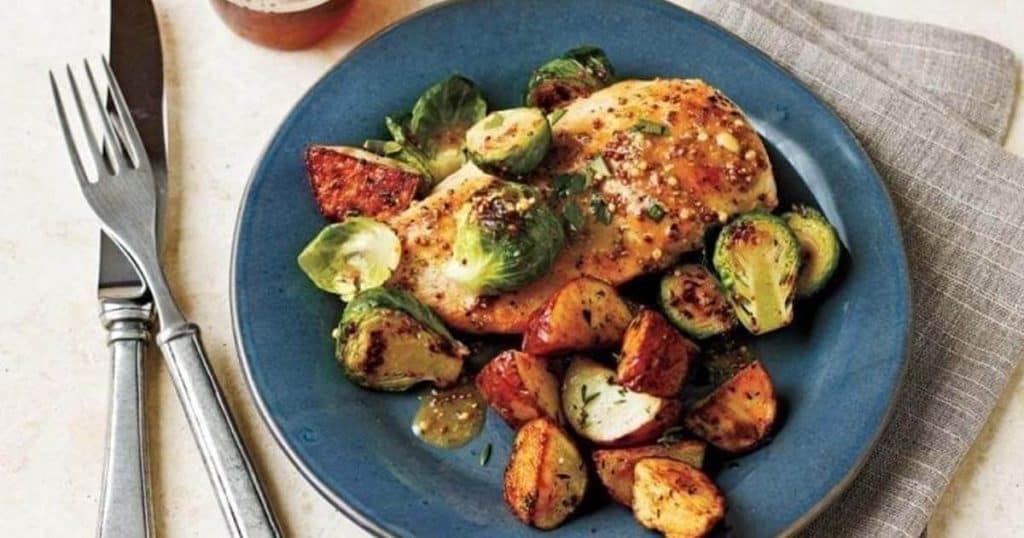 Chicken with Brussels Sprouts and Mustard Sauce